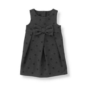 Janie & Jack bow dress toddler girl Dot Ponte Dress polka charcoal holidays